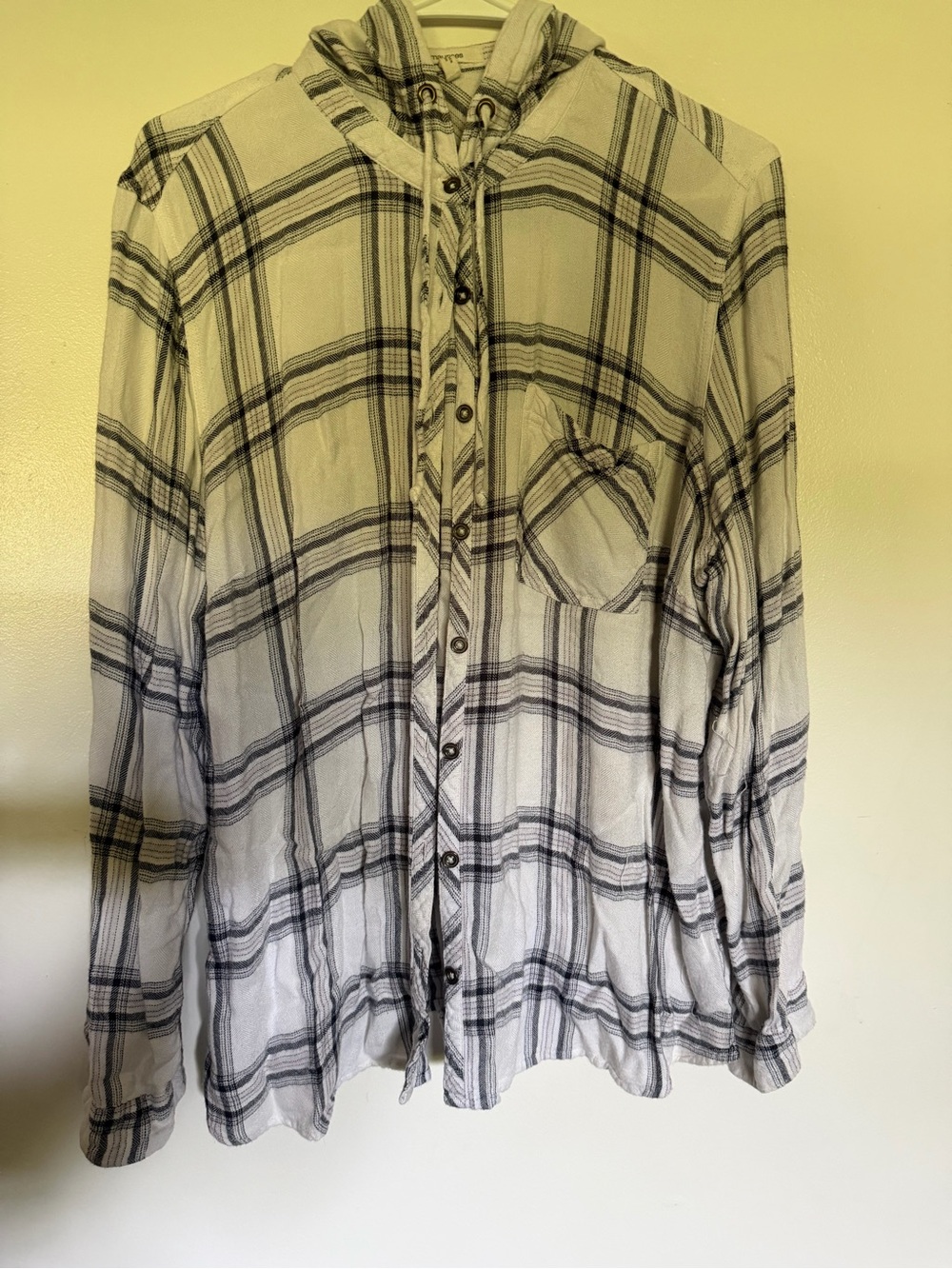 Maurices Black & White Plaid Hooded Button-Up